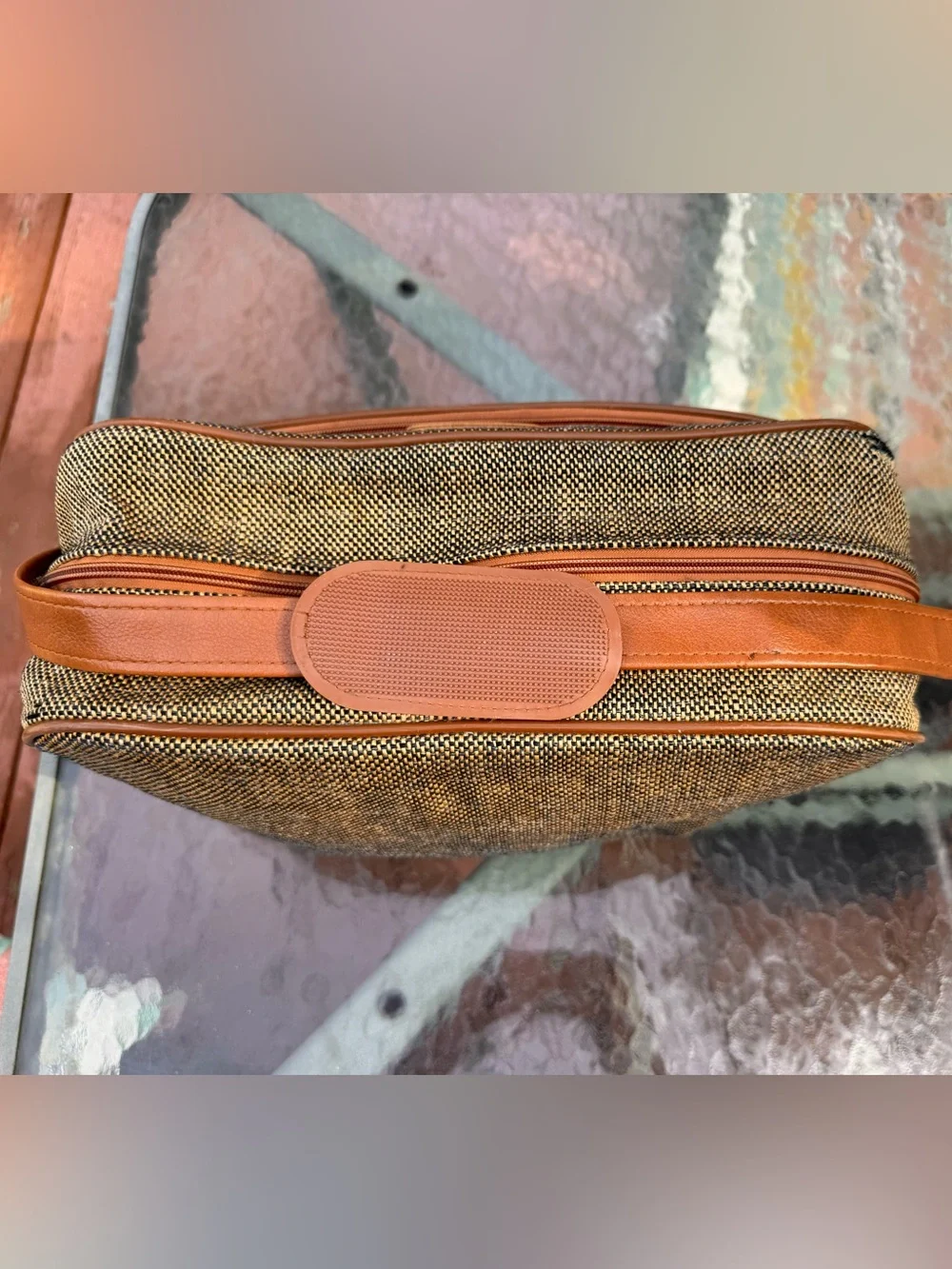 Vintage Samsonite Brown Tweed Travel Bag from 70s/80s Good VTG condition